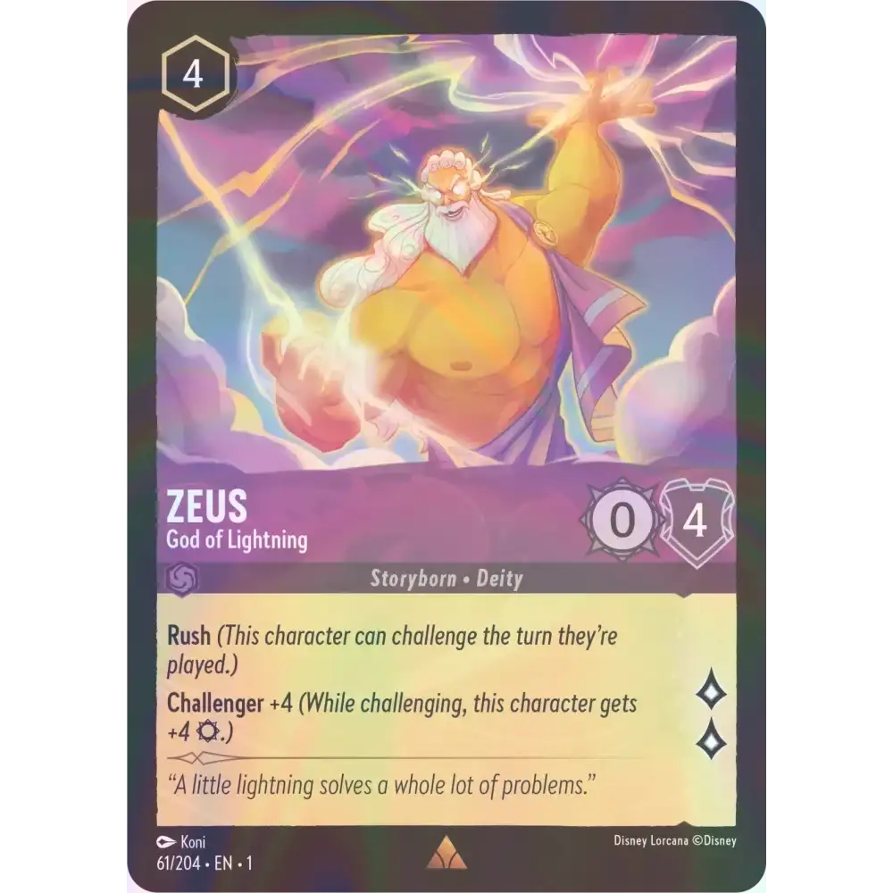 Zeus - God of Lightning - Foil (Rare) - 61/204 - Disney