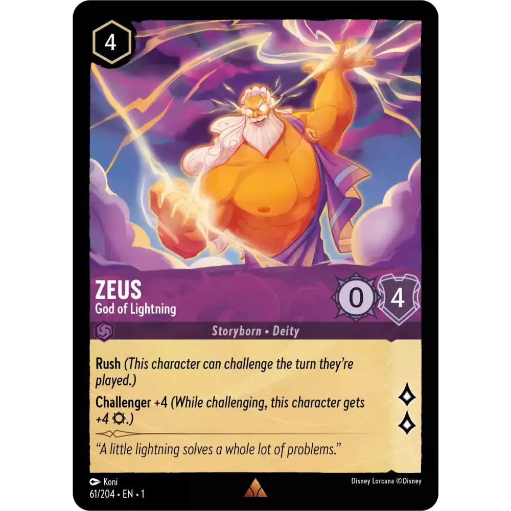 Zeus - God of Lightning (Rare) - 61/204 - Disney Lorcana